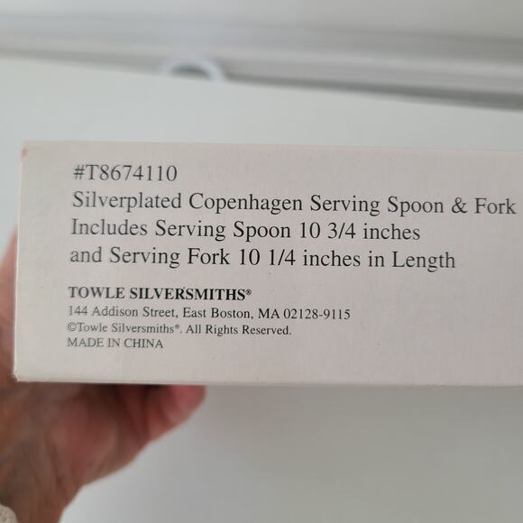 Towle silverplate Copenhagen Serving spoon and fork set New in Box - Picture 4 of 6